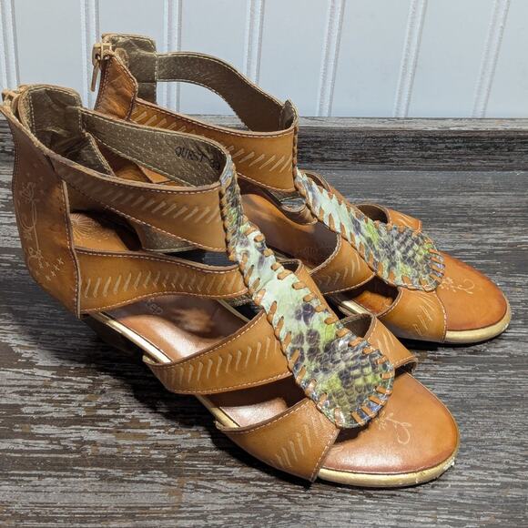 Spring Step Women's Quest Tan Multicolor Leather Heeled Size 39 - Picture 1 of 8